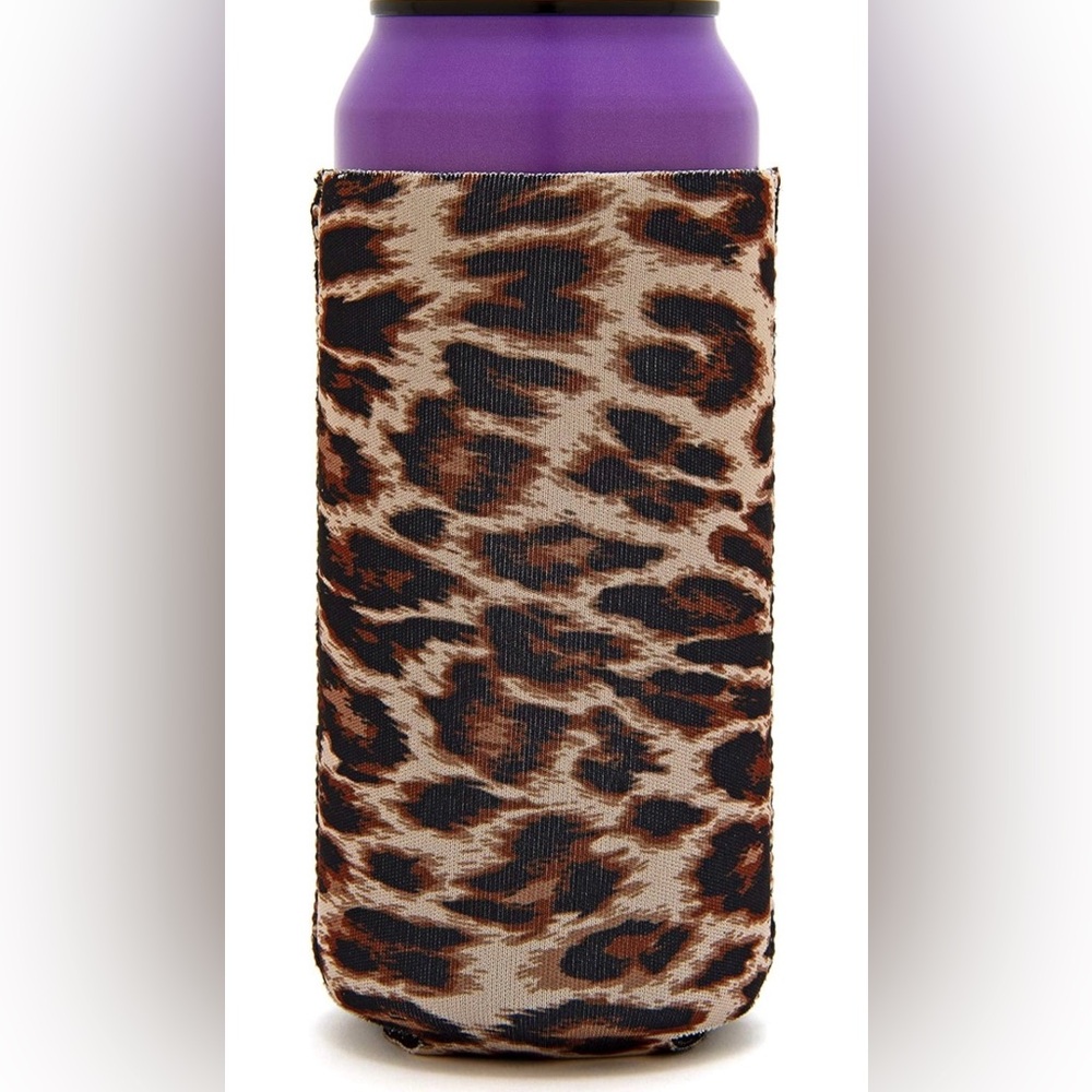 2 Pack Neoprene Leopard Can Sleeve